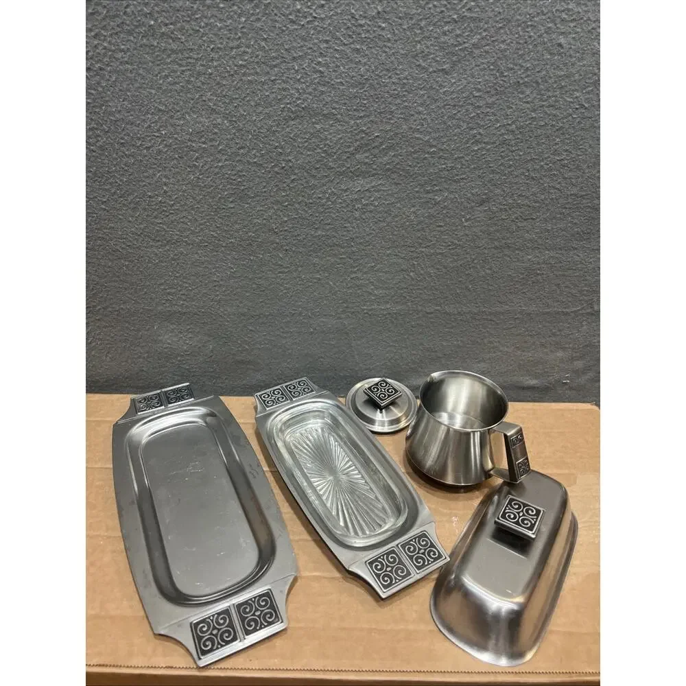 Vintage 1960s Rogers Insilco Fashion Stainless Serving Set 6 Pieces